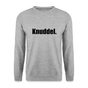 Knuddel - Mein Knuddel - Unisex Pullover - Weißgrau meliert - Vorne - Alina (178cm) & Michal (187cm)