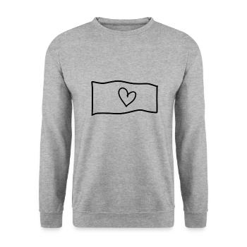 Heart Flag Symbol Shape Love - Unisex Sweatshirt - salt & pepper - Front - Alina (178cm) & Michal (187cm)