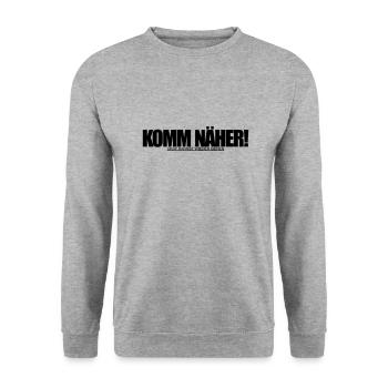 komm näher - Unisex Pullover - Weißgrau meliert - Vorne - Alina (178cm) & Michal (187cm)