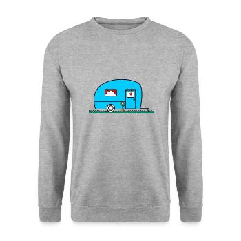 CARAVANE. VAN. CAMPING CAR. CAMPING. ETE. HUMOUR. - Sweat-shirt Unisexe - gris chiné - Devant - Alina (178cm) & Michal (187cm)