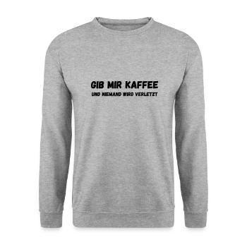 Gib mir Kaffee - Unisex Pullover - Weißgrau meliert - Vorne - Alina (178cm) & Michal (187cm)