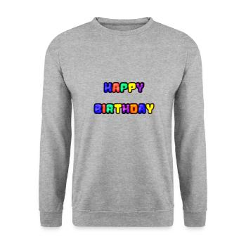 ALLES GUTE ZUM GEBURTSTAG. ALLES GUTE ZUM GEBURTSTAG. JAHRESTAG. - Unisex Pullover - Weißgrau meliert - Vorne - Alina (178cm) & Michal (187cm)
