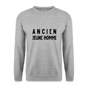 ancien jeune homme - Sweat-shirt Unisexe - gris chiné - Devant - Alina (178cm) & Michal (187cm)