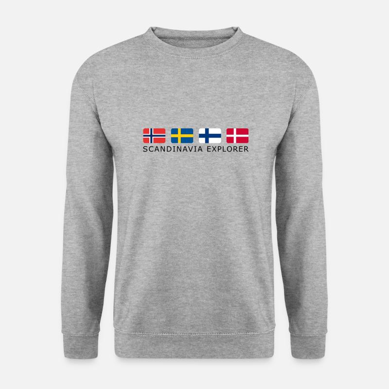 SCANDINAVIA EXPLORER black-lettered - Unisex Pullover - Weißgrau meliert