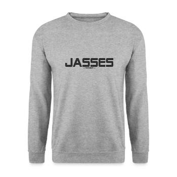 Jasses Schwarz B - Unisex Pullover - Weißgrau meliert - Vorne - Alina (178cm) & Michal (187cm)