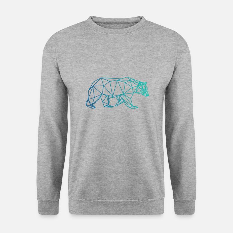 Bär Braunbär Abstrakt Polygon geometrisch Geschenk - Unisex Pullover - Weißgrau meliert