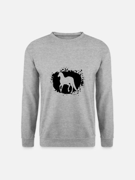 Pferd Hengst Ross Reitsport - Unisex Pullover - Weißgrau meliert