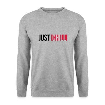 Just Chill Text Logo - Unisex Sweatshirt - salt & pepper - Front - Alina (178cm) & Michal (187cm)