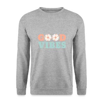 GOOD VIBES - Unisex Pullover - Weißgrau meliert - Vorne - Alina (178cm) & Michal (187cm)