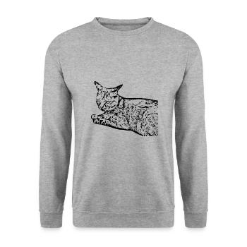 chat noir chat chaton doux cadeau de Noël - Sweat-shirt Unisexe - gris chiné - Devant - Alina (178cm) & Michal (187cm)