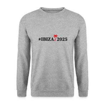 Ibiza 2025 Palm Tree - Unisex Sweatshirt - salt & pepper - Front - Alina (178cm) & Michal (187cm)