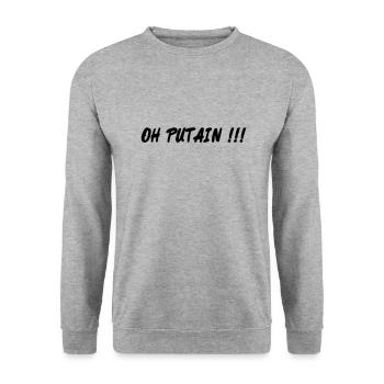 oh putain - Sweat-shirt Unisexe - gris chiné - Devant - Alina (178cm) & Michal (187cm)
