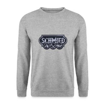 Schmied - Unisex Pullover - Weißgrau meliert - Vorne - Alina (178cm) & Michal (187cm)