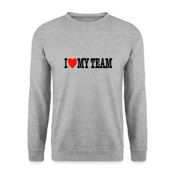 Équipe I love my team - Sweat-shirt Unisexe - gris chiné - Devant - Alina (178cm) & Michal (187cm)