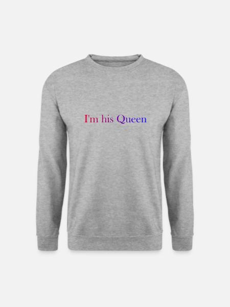 I m his Queen blau rot - Unisex Pullover - Weißgrau meliert