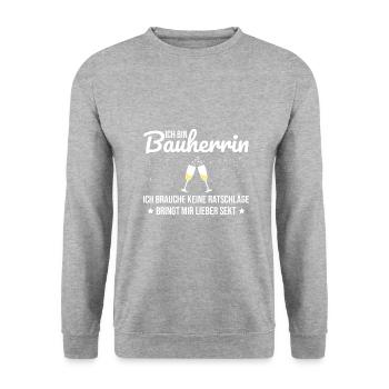 Bauherrin Hausbau Eigenheim Richtfest 2022 Damen - Unisex Pullover - Weißgrau meliert - Vorne - Alina (178cm) & Michal (187cm)