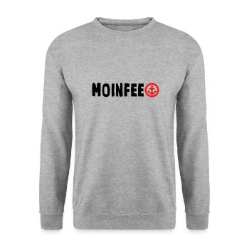 Moin Fee – Logo Strand und Meer - Unisex Pullover - Weißgrau meliert - Vorne - Alina (178cm) & Michal (187cm)
