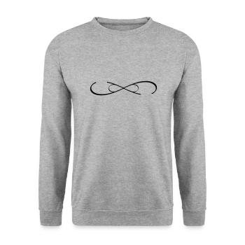 personalisierbar Doppel Infinity Symbol mit Namen - Unisex Pullover - Weißgrau meliert - Vorne - Alina (178cm) & Michal (187cm)