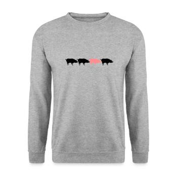 be different reihe muster design silhuette umriss - Unisex Pullover - Weißgrau meliert - Vorne - Alina (178cm) & Michal (187cm)