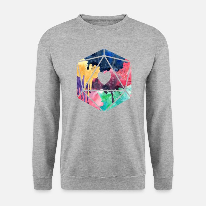 D20 Aquarell - Unisex Pullover - Weißgrau meliert