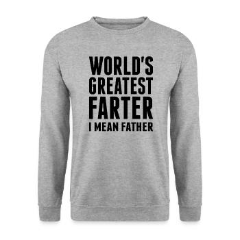 Der größte Furzer der Welt, ich meine Vater - Unisex Pullover - Weißgrau meliert - Vorne - Alina (178cm) & Michal (187cm)