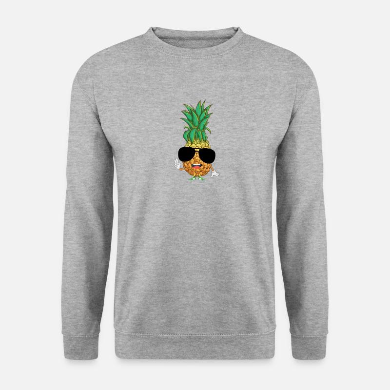 Ananas Pineapple mit Sonnenbrille Cool Tropical - Unisex Pullover - Weißgrau meliert