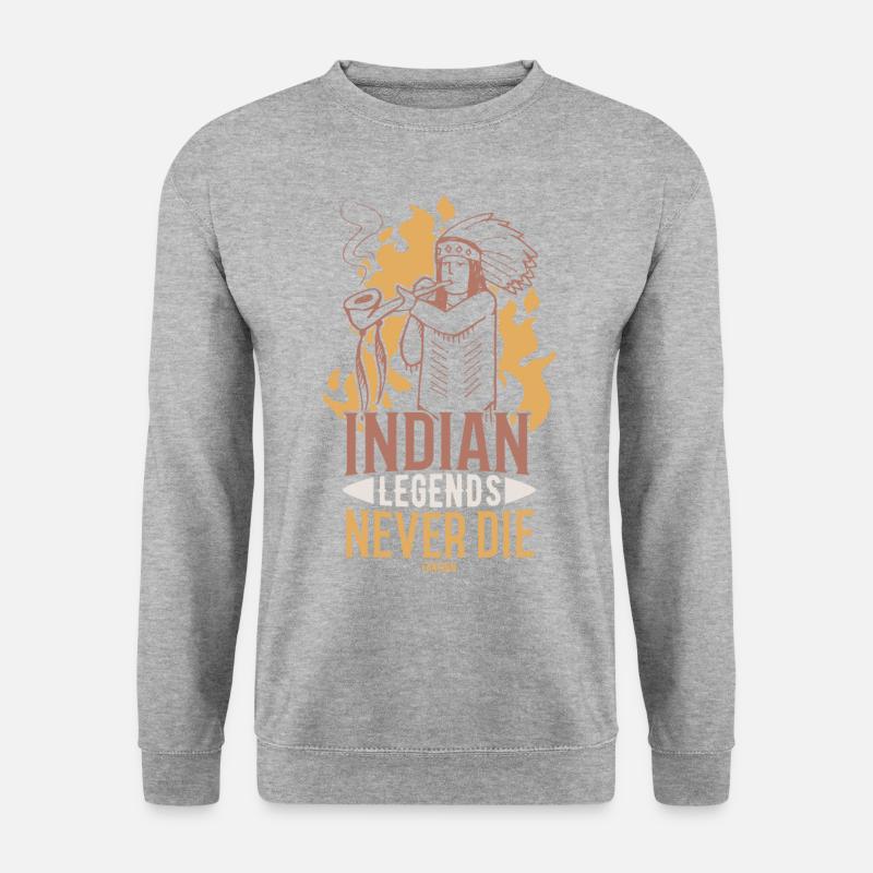 Indian Legends Never Die Native American - Unisex Pullover - Weißgrau meliert
