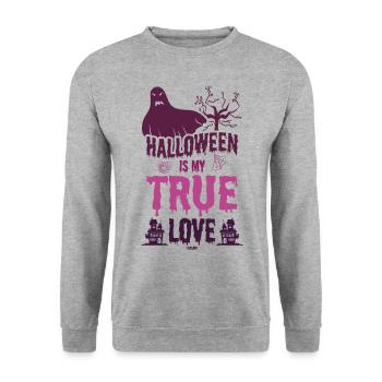 Halloween is my true love - Unisex Sweatshirt - salt & pepper - Front - Alina (178cm) & Michal (187cm)