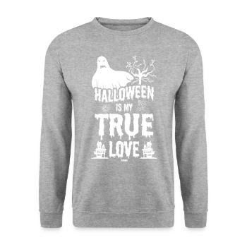 Ghost Costume Halloween Party Ghost - Sweat-shirt Unisexe - gris chiné - Devant - Alina (178cm) & Michal (187cm)