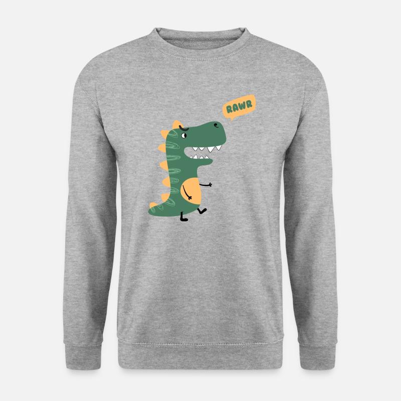 Dinosaurier - Unisex Pullover - Weißgrau meliert