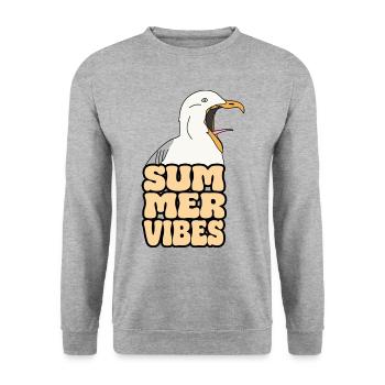 Ambiance estivale folle Seagull - Sweat-shirt Unisexe - gris chiné - Devant - Alina (178cm) & Michal (187cm)