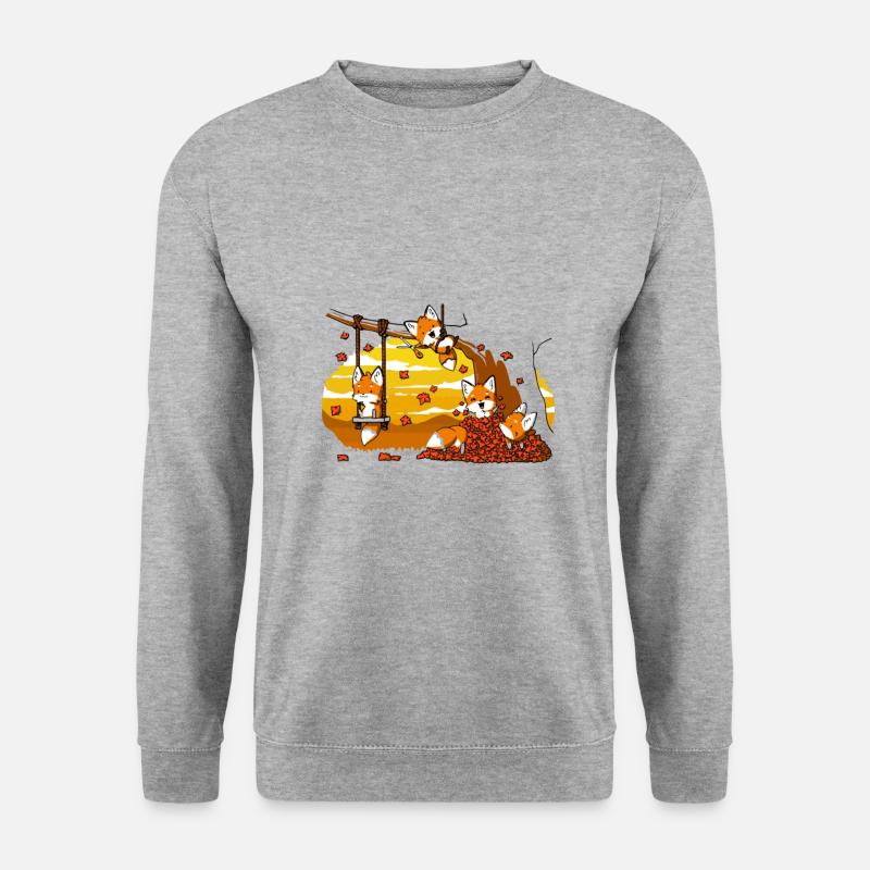 Fuchs Herbst - Unisex Pullover - Weißgrau meliert