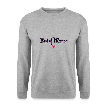 HAPPY BIRTHDAY. HEART. HAPPY MOTHER'S DAY. MOM - Unisex Sweatshirt - salt & pepper - Front - Alina (178cm) & Michal (187cm)