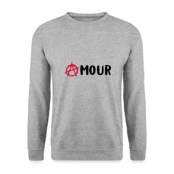 Amour / Anarchie - Sweat-shirt Unisexe - gris chiné - Devant - Alina (178cm) & Michal (187cm)