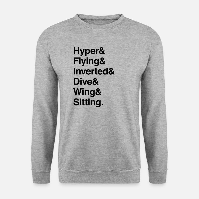 Hyper % Flying & Inverted | Achterbahntypen - Unisex Pullover - Weißgrau meliert