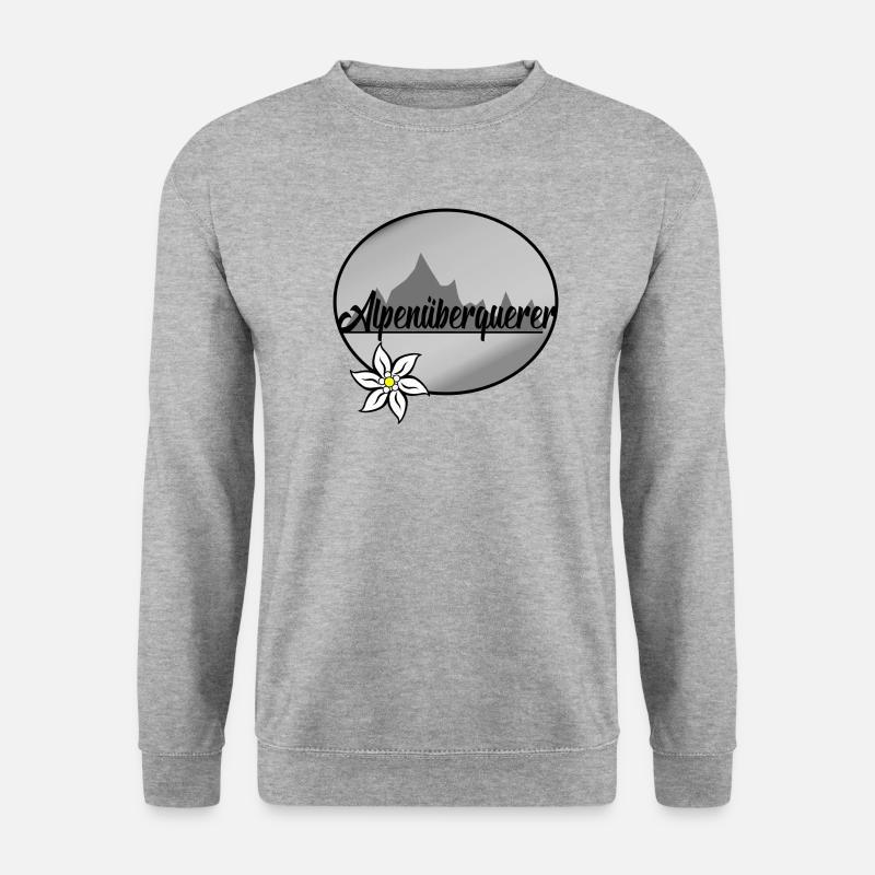 Alpen überquerer Design - Unisex Pullover - Weißgrau meliert