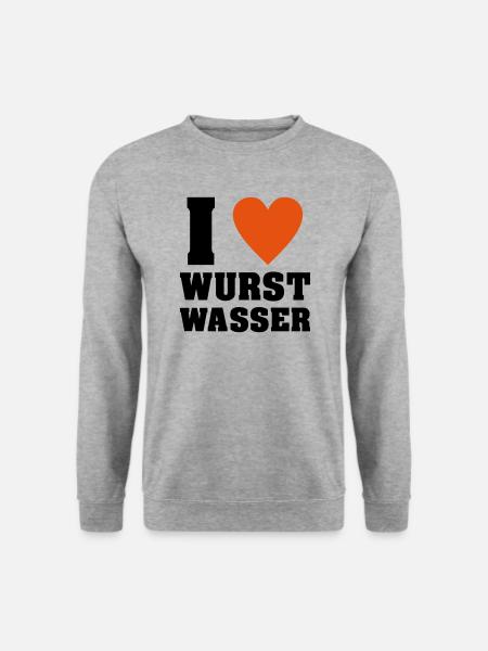 I love Wurstwasser - Unisex Pullover - Weißgrau meliert