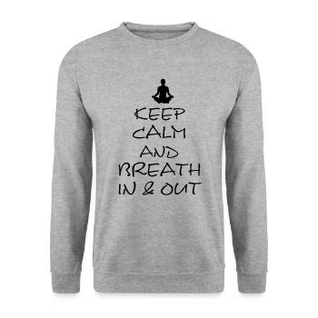 Yoga, inhale, exhale, breath in, breath out - Unisex Pullover - Weißgrau meliert - Vorne - Alina (178cm) & Michal (187cm)