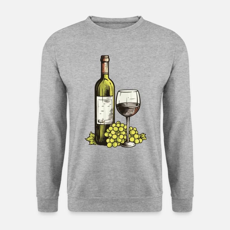 Weinglas WeinTrauben Wein - Unisex Pullover - Weißgrau meliert