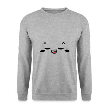 Kawaii Face: Cute Eyes & Smile Design - Unisex Sweatshirt - salt & pepper - Front - Alina (178cm) & Michal (187cm)