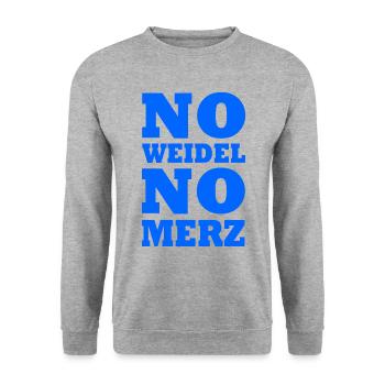 No weidel no merz - Unisex Pullover - Weißgrau meliert - Vorne - Alina (178cm) & Michal (187cm)