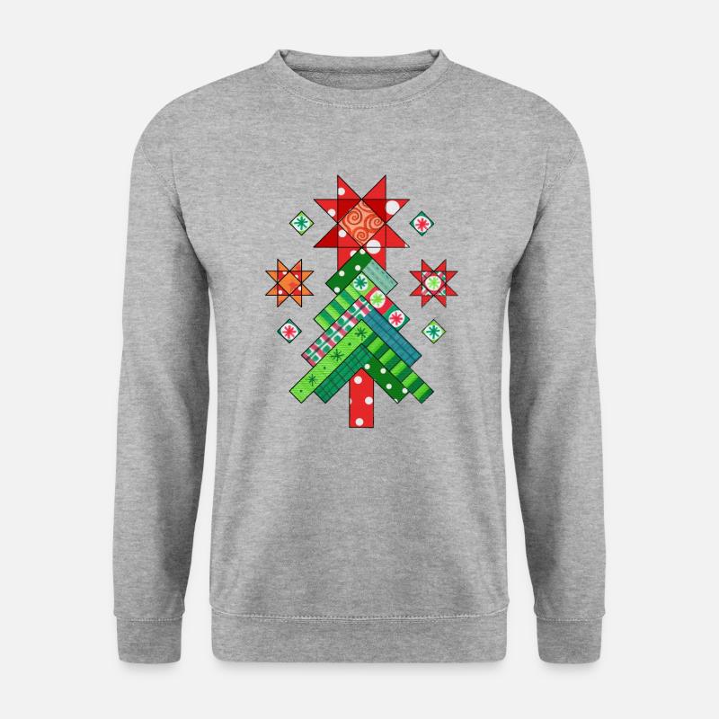 Weihnachtsbaum Quilt Patchwork Ugly Christmas - Unisex Pullover - Weißgrau meliert