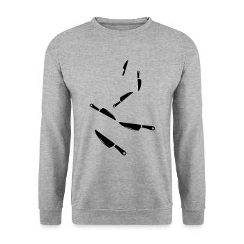 Messer icon - Unisex Pullover - Weißgrau meliert - Vorne - Alina (178cm) & Michal (187cm)