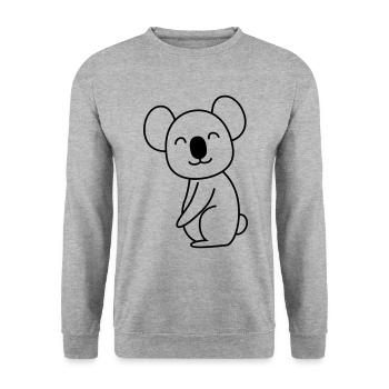 Koala Comic Tier - Unisex Pullover - Weißgrau meliert - Vorne - Alina (178cm) & Michal (187cm)