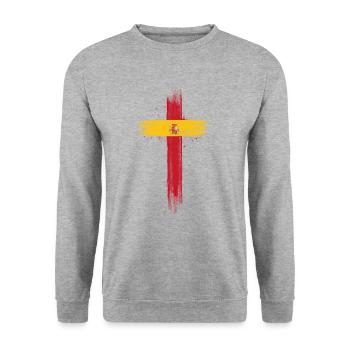 Spain Flag Vintage Spanish Flag Distressed Look - Unisex Sweatshirt - salt & pepper - Front - Alina (178cm) & Michal (187cm)