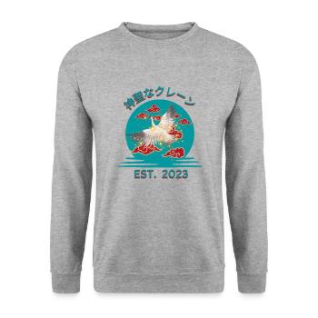 Sacred Crane - Unisex Sweatshirt - salt & pepper - Front - Alina (178cm) & Michal (187cm)