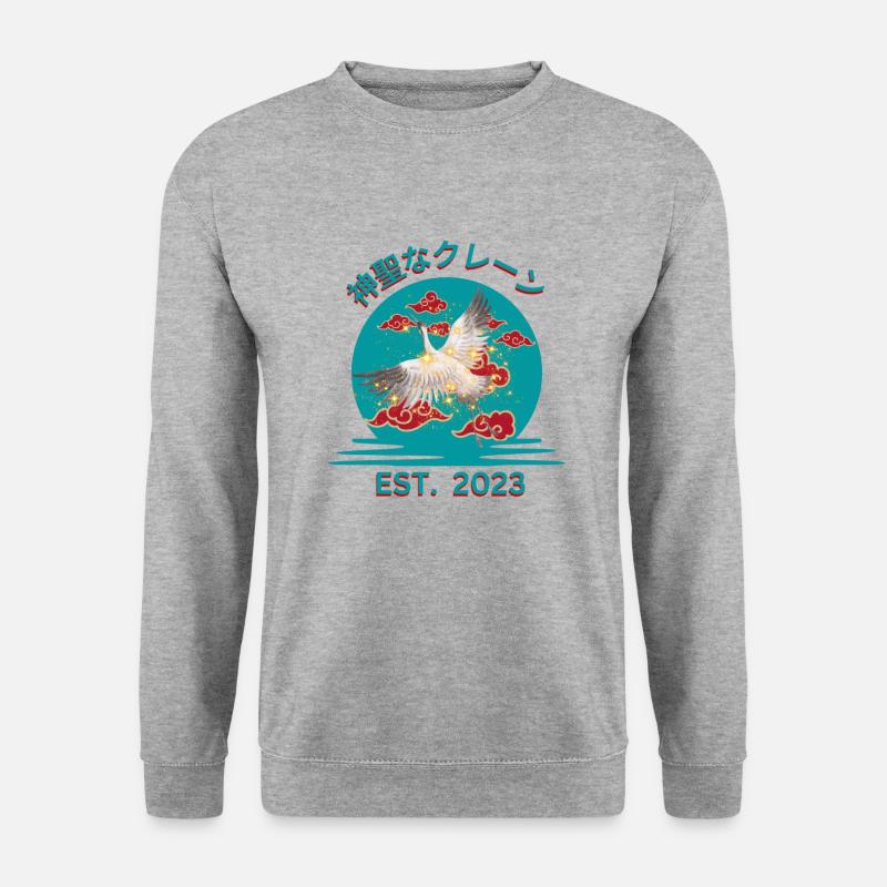 Heiliger Kranich - Unisex Pullover - Weißgrau meliert