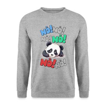 Nö Einfach Nö No Nein Panda Bär Lustig Spruch - Unisex Pullover - Weißgrau meliert - Vorne - Alina (178cm) & Michal (187cm)