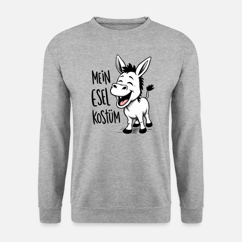 Esel Kostüm lustiges Tier Karneval Fasching lustig - Unisex Pullover - Weißgrau meliert