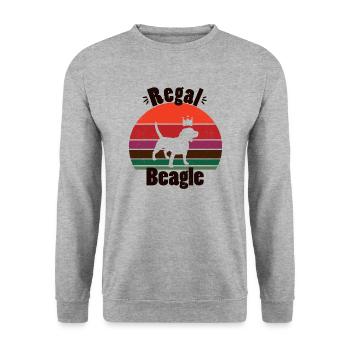 Regal Beagle with Retro Sunset - Unisex Sweatshirt - salt & pepper - Front - Alina (178cm) & Michal (187cm)